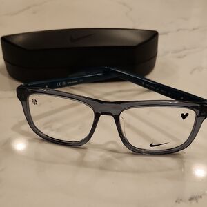 Nike Transparent Blue Eyeglasses with Black Case